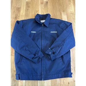 Vintage Aramark Light Navy Blue Insulated Quilted Lined Work Mechanic Jacket Med